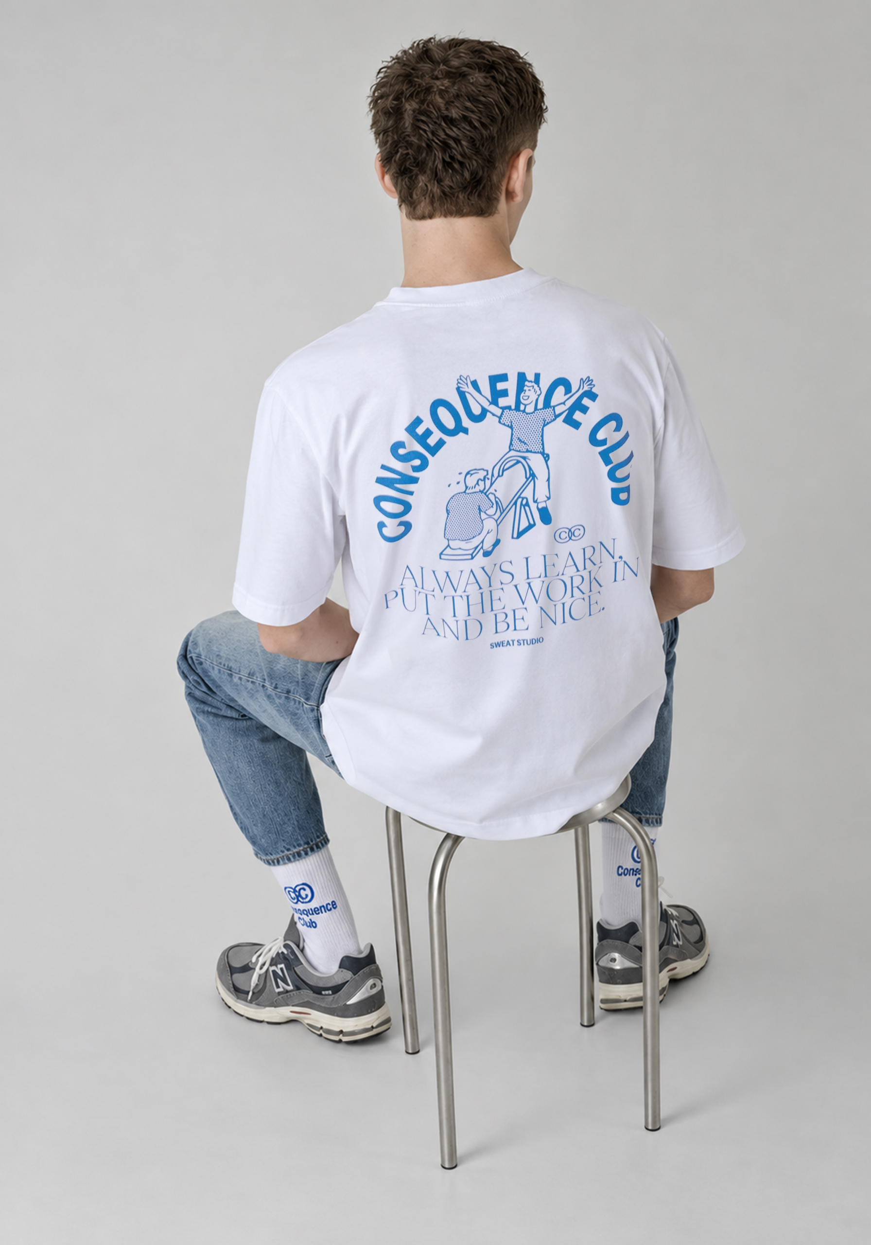 Seesaw T-shirt White (True Blue)