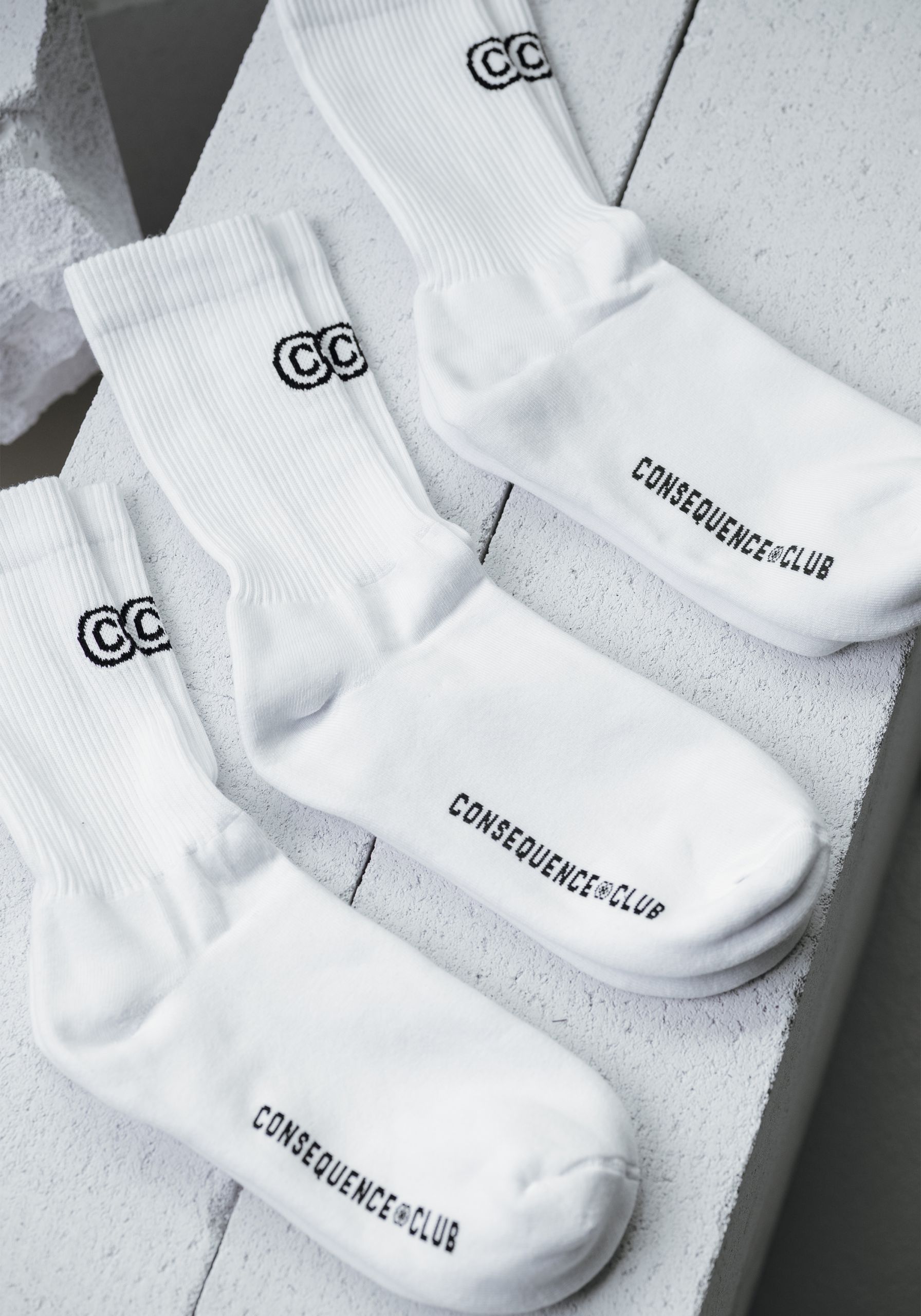 CC Socks White (Black Print)