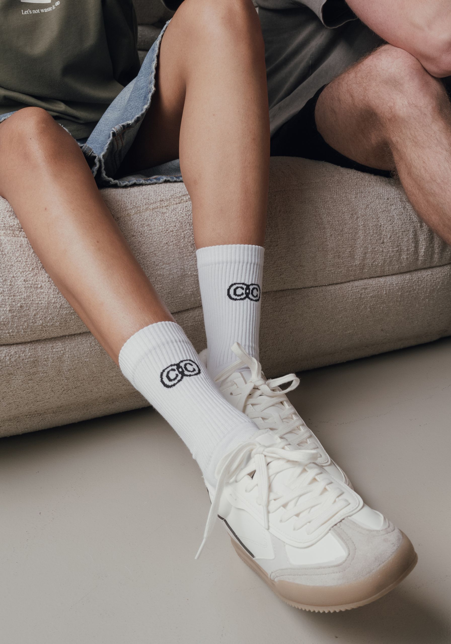 CC Socks White (Black Print)