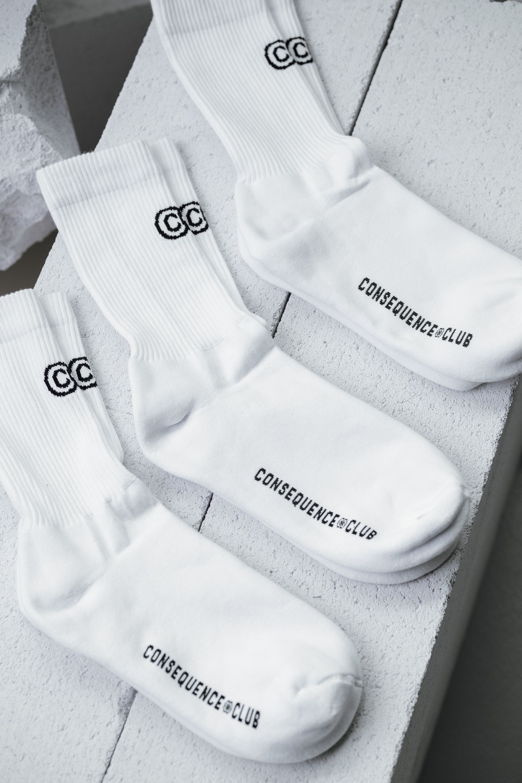 CC Socks White (Black Print)