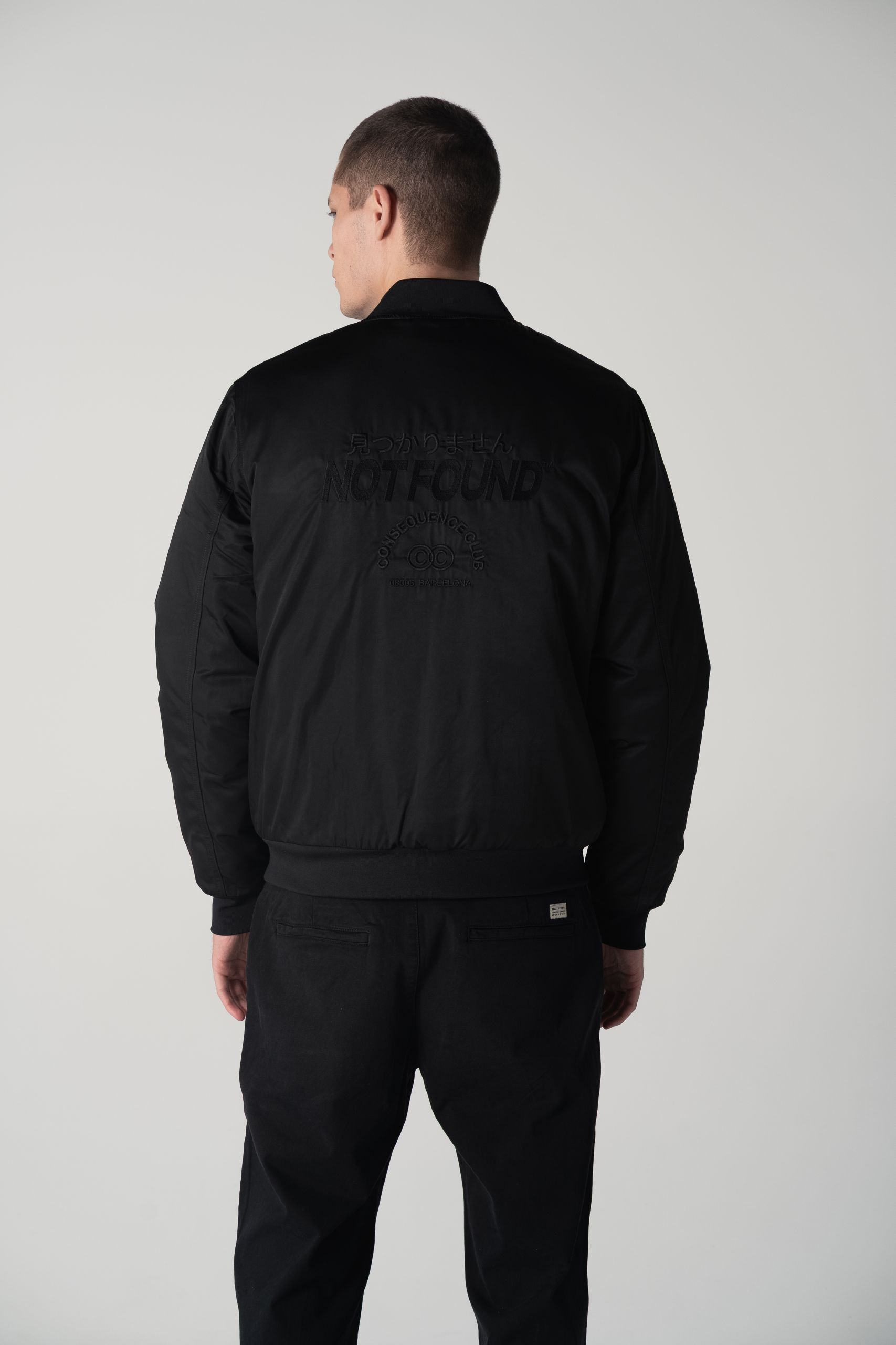 Bomber jacket from back - black print on black